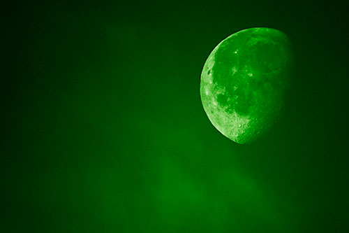 Moon Creeping Along Faint Cloud Mass (Green Shade Photo)