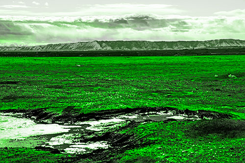 Dirt Prairie To Mountain Peak (Green Tone Photo)