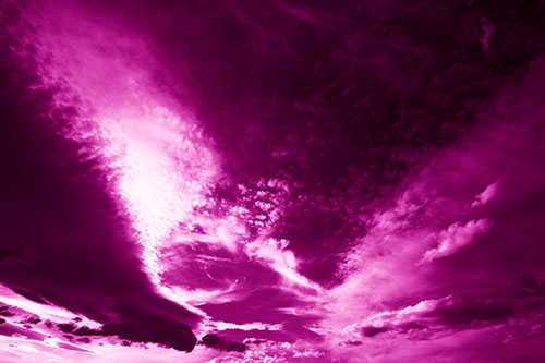 Curving Black Charred Sunset Clouds (Pink Shade Photo)