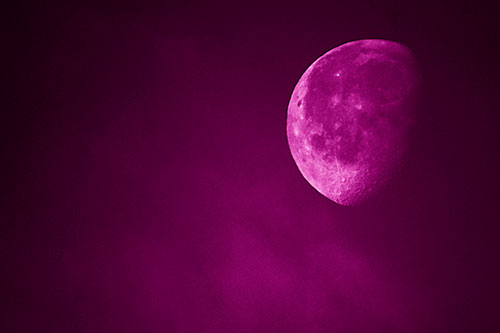 Moon Creeping Along Faint Cloud Mass (Pink Shade Photo)