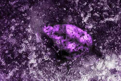 Bubble Eyed Leaf Face Frozen Beneath River Ice (Purple Tone Photo)