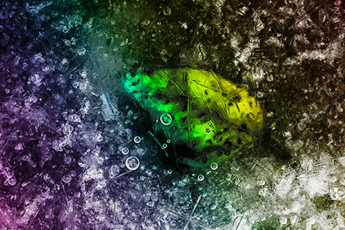 Bubble Eyed Leaf Face Frozen Beneath River Ice (Rainbow Tone Photo)