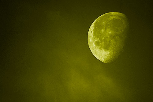 Moon Creeping Along Faint Cloud Mass (Yellow Shade Photo)