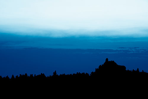 Blood Cloud Sunrise Behind Mountain Range Silhouette (Blue Shade Photo)