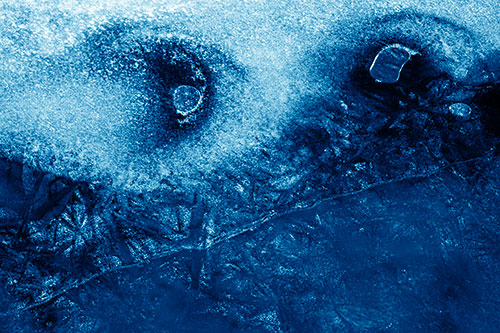 Bubble Eyed Smirk Cracking River Ice Face (Blue Shade Photo)