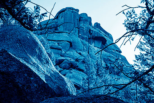 Colossal Rock Mountain Formation Oozing Fungi (Blue Shade Photo)