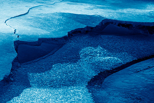 Cracked Ice Frozen Shoreline Melting (Blue Shade)