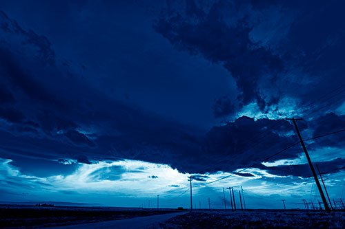 Dark Cloud Powerline Sunset (Blue Shade Photo)