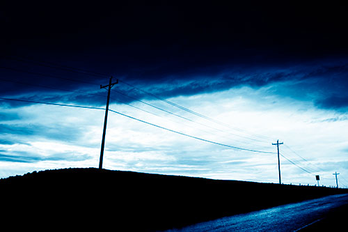 Dark Storm Clouds Overcast Powerlines (Blue Shade Photo)