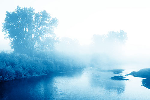 Dense Fog Blankets Distant River Bend (Blue Shade Photo)