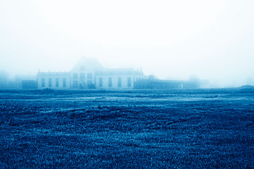 Dense Fog Consumes Distant Historic State Penitentiary (Blue Shade Photo)