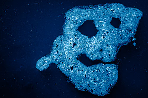Droopy Smiling Bubble Face Floating Above Soil (Blue Shade)