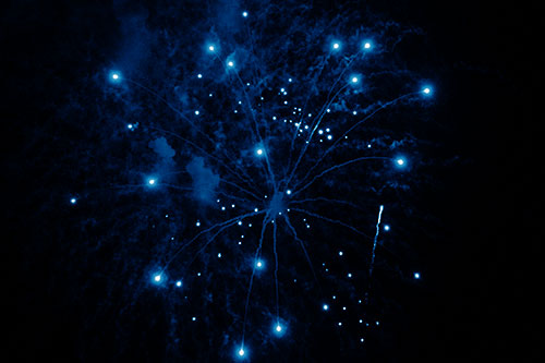 Firework Light Orbs Free Falling After Explosion (Blue Shade Photo)