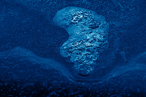 Frozen Water Bubble Mass Formation Along River (Blue Shade Photo)