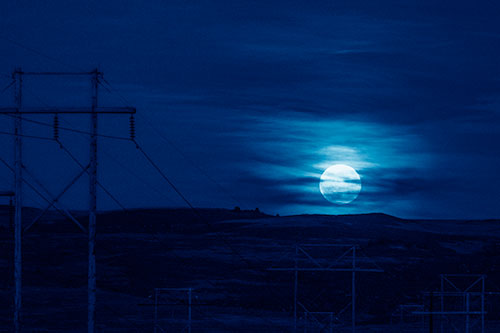 Full Moonrise Behind Mountain (Blue Shade Photo)