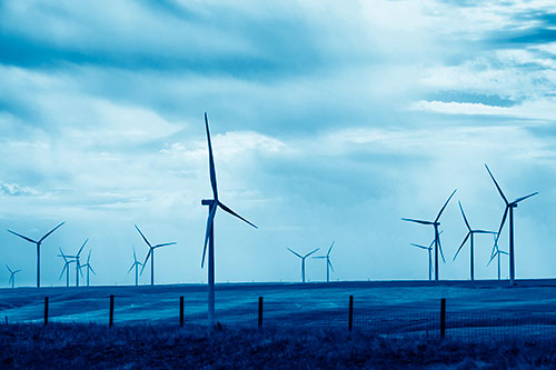 Gloomy Clouds Overcast Wind Turbine Pasture (Blue Shade)