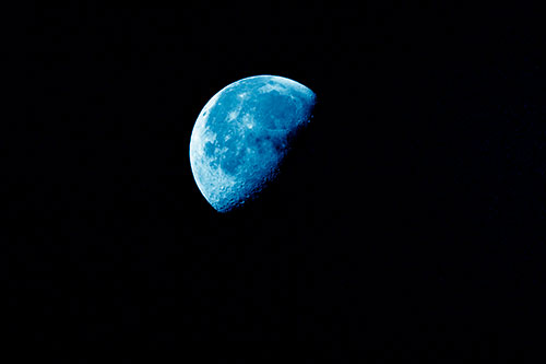 Half Blue Moon During Morning Orbit (Blue Shade Photo)