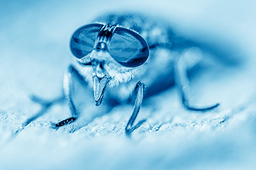 Happy Horse Fly Sticking Out Tongue Among Sunlight (Blue Shade)