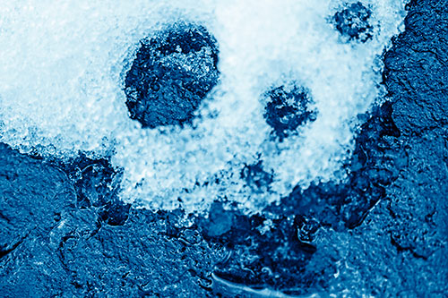 Ice Skull Snow Face Melting Atop Rock (Blue Shade)