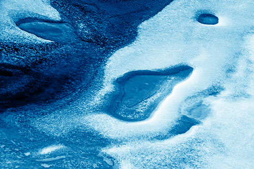 Joyful Ice Face Frozen Atop River (Blue Shade)