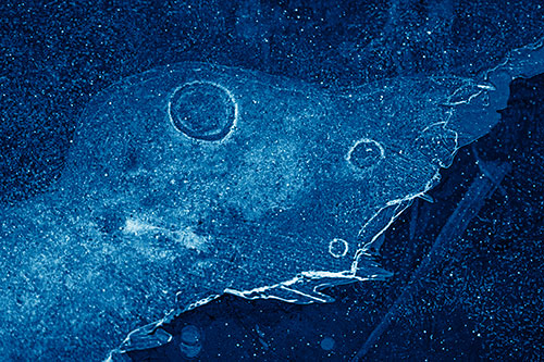 Large Headed Bubble Eyed Ice Face Frozen Among River (Blue Shade)
