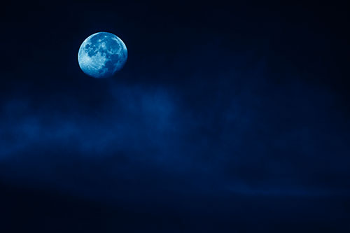 Moon Begins Descent Beyond Faint Mist Cloud (Blue Shade Photo)