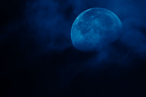 Moon Descending Among Faint Clouds (Blue Shade Photo)