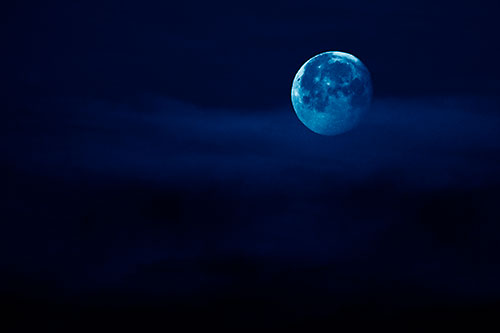 Moon Sets Behind Faint Clouds (Blue Shade Photo)