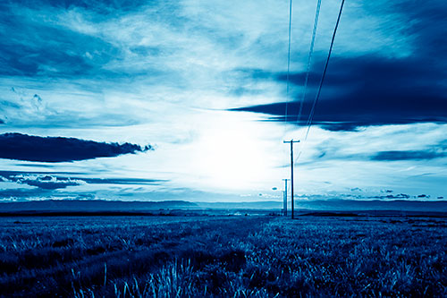 Powerline Prairie To Peak Sunset (Blue Shade Photo)