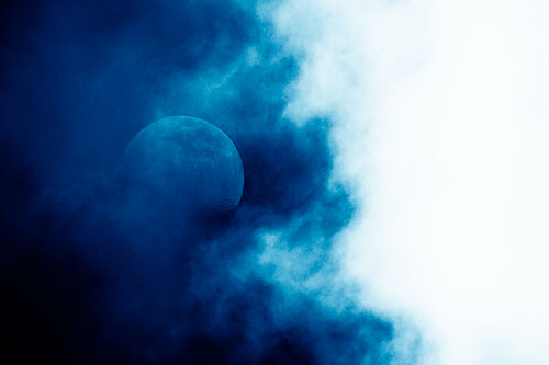 Smearing Mist Clouds Consume Moon (Blue Shade Photo)