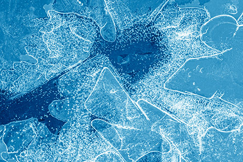 Smug Ice Face Among Frozen River Water (Blue Shade Photo)