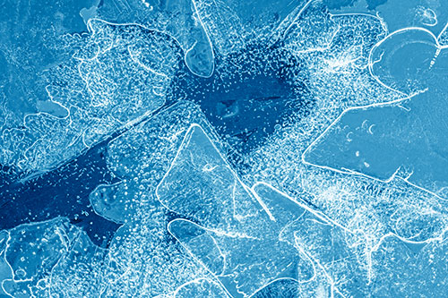 Smug Ice Face Among Frozen River Water (Blue Shade)