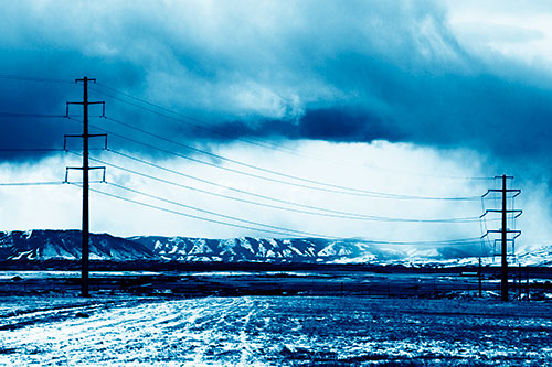 Snowstorm Brews Beyond Powerlines (Blue Shade Photo)