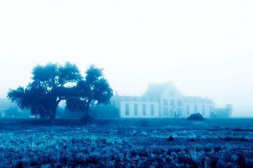 State Penitentiary Glowing Among Fog (Blue Shade Photo)