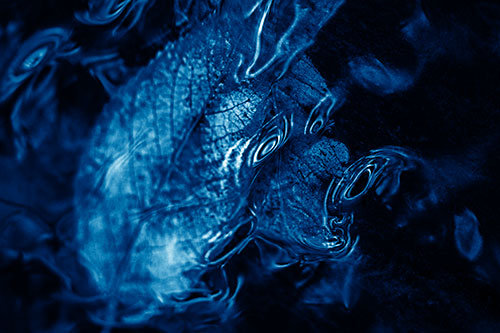 Water Ripple Faced Leaf In Submerged Trance (Blue Shade)