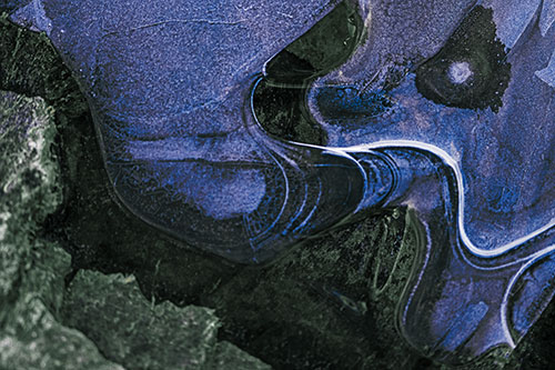 Angry Fuming Frozen River Ice Face (Blue Tint)