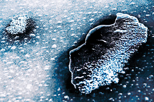 Bubble Head Face Peeking Through Ice (Blue Tint Photo)