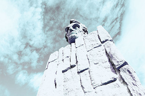 Cloud Mass Above Presidential Statue (Blue Tint Photo)