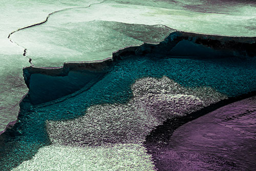 Cracked Ice Frozen Shoreline Melting (Blue Tint Photo)