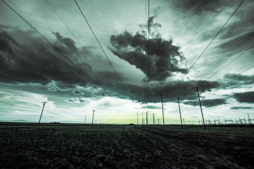 Creature Cloud Formation Above Powerlines (Blue Tint)