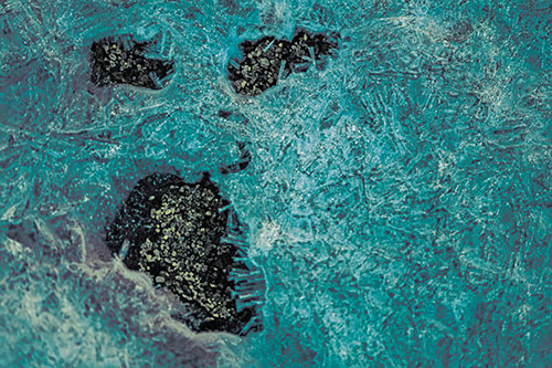 Frozen Ice Screaming Pebble Soil Face (Blue Tint Photo)