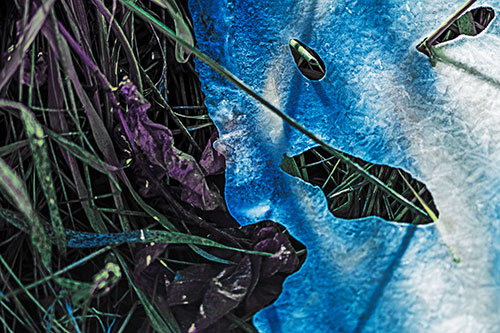 Frozen Protruding Grass Bladed Ice Face (Blue Tint)