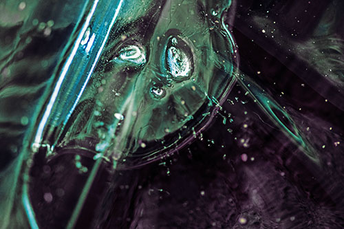 Frozen Unhappy Frowning Distorted River Ice Face (Blue Tint)