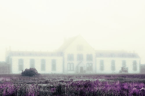 Heavy Fog Consumes State Penitentiary (Blue Tint Photo)