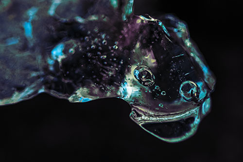 Joyful Frozen Bubble Eyed River Ice Face Creature (Blue Tint Photo)