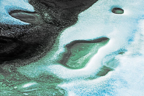 Joyful Ice Face Frozen Atop River (Blue Tint)