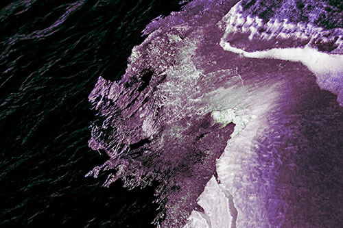 Melting Ice Face Creature Atop River Water (Blue Tint)