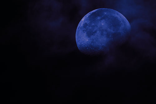 Moon Descending Among Faint Clouds (Blue Tint)