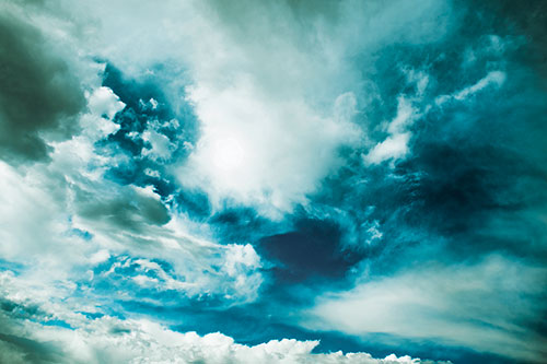Ocean Sea Swirling Clouds (Blue Tint Photo)