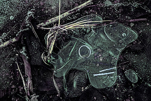 Wide Eyed Bubble Ice Face Looking Downward (Blue Tint)